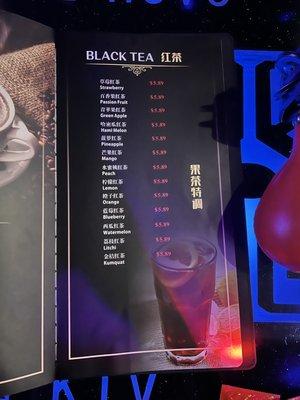 Drinks menu