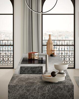 Contemporary Kitchen Island in natural Stone