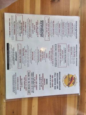 Backside of menu.