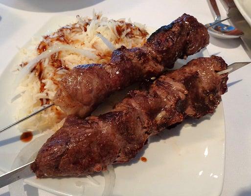 Lamb kebabs.