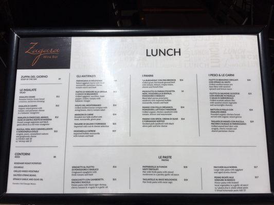 Lunch menu