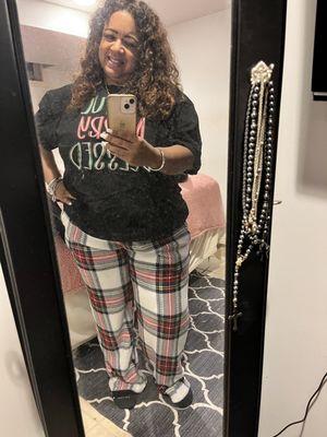 New pajama pants I found on sale at the boutique. They're super soft and comfortable!