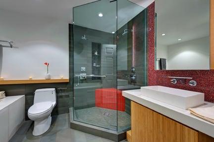 overview of walk in glass shower enclosure