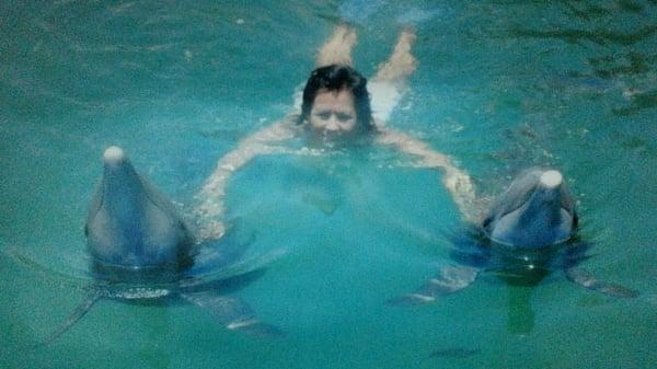 MariCarmen (Founder) Swimming with Dolphins at the Upledger Institute in the Bahamas... Offering  Cranio Sacral Thearpy and Thai Massage.