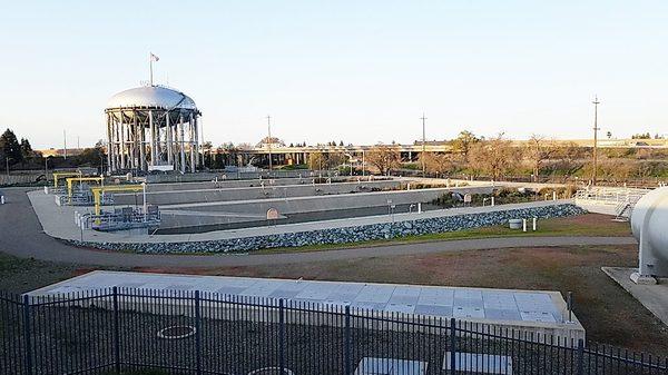 Another look of the facility from afar, featuring the water tower.