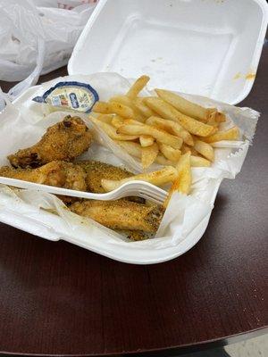 Lemon pepper chicken and fries