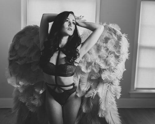 Angel Wing Boudoir Sessions to make you feel like a Super Model.