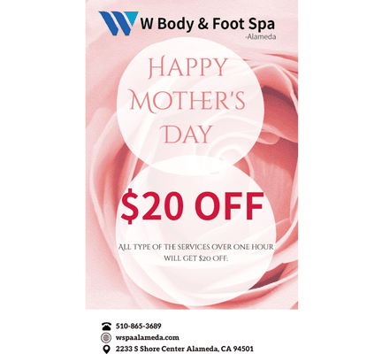 mother's day deal
$20 off all services over one hour. exp:5/12