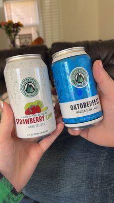 Oktoberfest beer and Strawberry lime Seltzer from Mosinee Brewing company