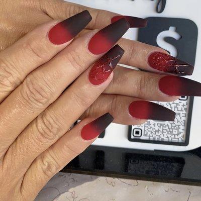 Black and red ombré with matte top