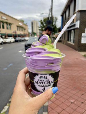 Matcha-Mix Matcha and Taro Soft Serve