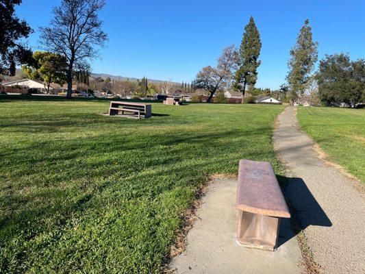 A few benches and tables