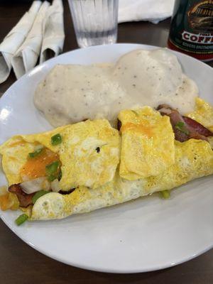 Western omelette (subbed ham for bacon)