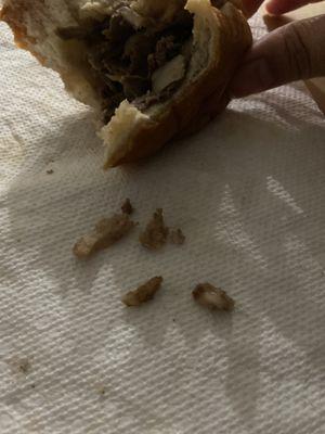 Pieces of bones in my Mushroom Swiss Cheesesteak