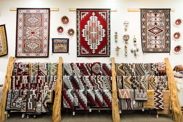 ema's Kokopelli Gallery offers only the finest selection of authentic hand-woven Navajo rugs and blankets.