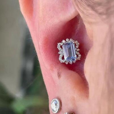 Conch with genuine diamonds and a beautiful blue Sapphire