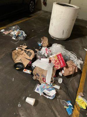 Trash piles throughout the facility