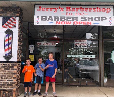 A trio of fresh haircuts at the new (2nd location) of Jerry's Barber Shop at 2200 Waukegan Road Glenview IL 60025