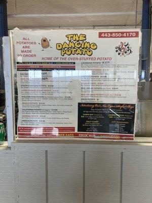 The Dancing Potato menu