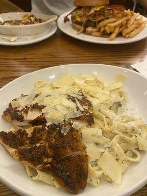 Chicken Alfredo with blackened chicken