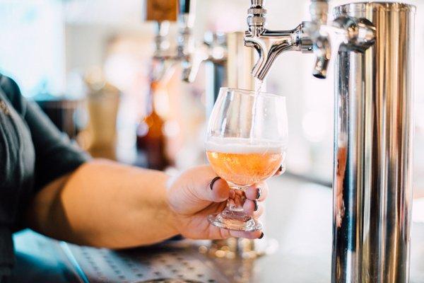 Hard cider being poured