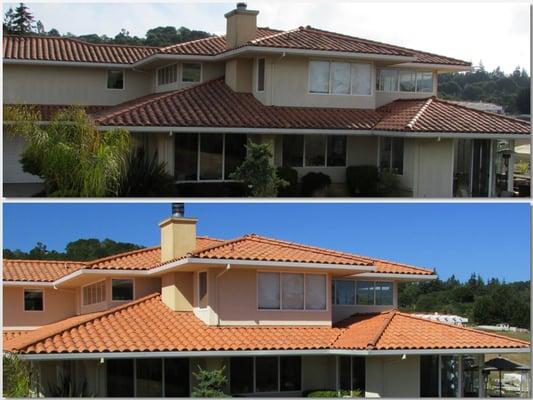 Safe, Non pressure tile roof cleaning