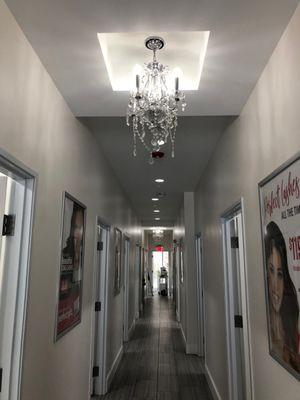 Hallway to private lash suites