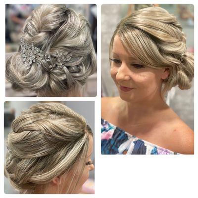 Zara by Jon Renau done in an updo for a wedding.