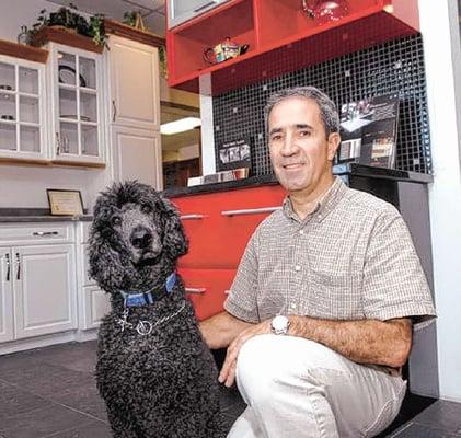 Owner Glenn Corrigan with our Greeter Bailey