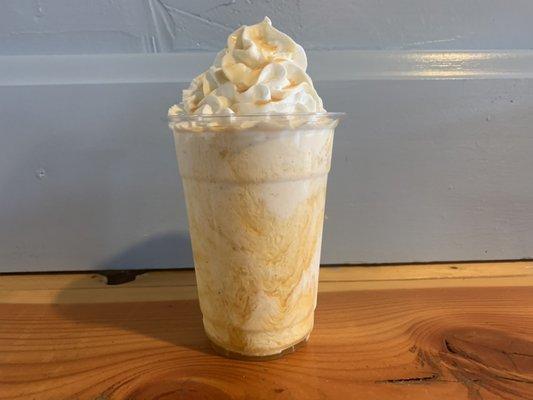 The Roasted Peach Boozy Shake with maple bourbon & peach liqueur.