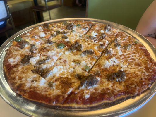 Wise Guy pizza - Amazing combination of sauce, cheese, sausage & Giardiniera.