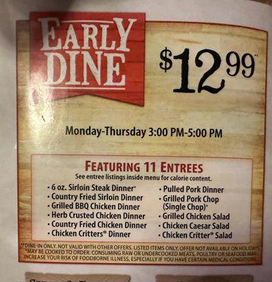 Early Dine Menu