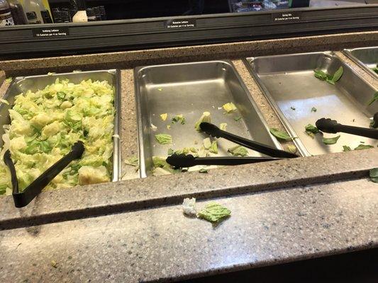 Salad bar with old lettuce