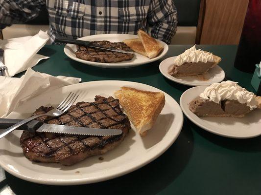 Ribeyes and chocolate pies- delicious as always