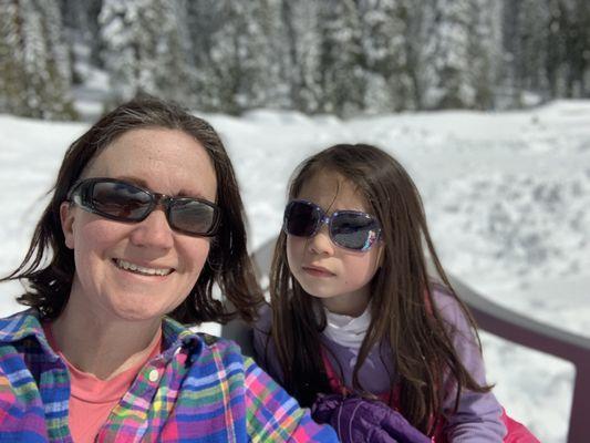 Relaxing on chairs in the snow play area