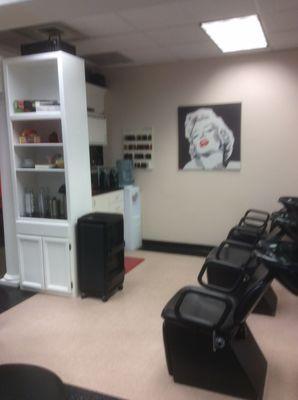 Shampoo area and color bar