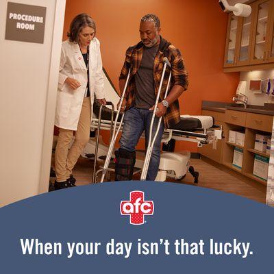 Whether it is simple fracture or dislocation or sports injury, AFC Roxbury has your back! Come on in.