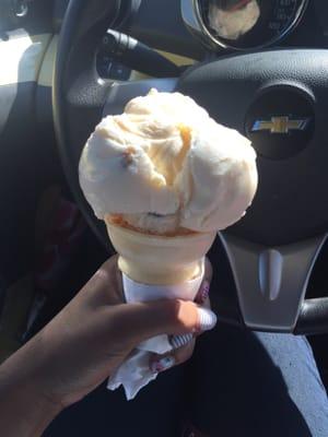 Hand dipped butter pecan ice cream