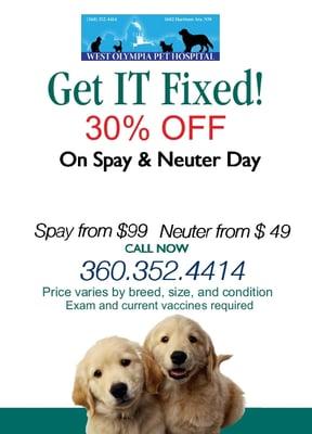 Spay and Neuter Day, lowest price around , helping more animal in the community, give it back to our clients and pets