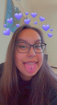 Nostril, septum and tongue piercings