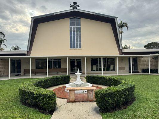 Garden entrance to church.