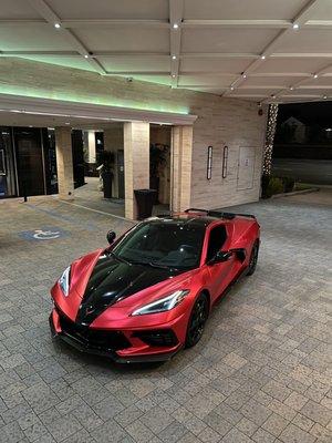 2022 Corvette C8 Wrapped in Frozen Chrome Red