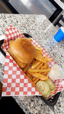 Chicken sandwich and fries