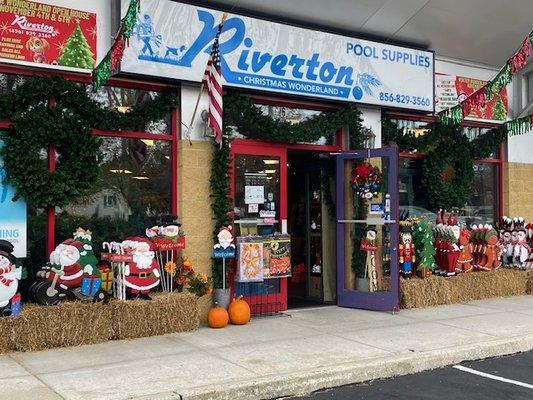 Store front at christmas time