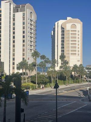 View from the hotel room facing the beach