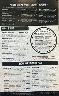 The back of the menu my favorite side because of the pizza