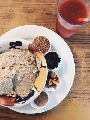 The only vegan thing on the menu. Gourmet oatmeal with cranberries, brown sugar and walnuts for you to add as you please. Yum!