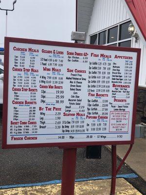 A drive-through menu