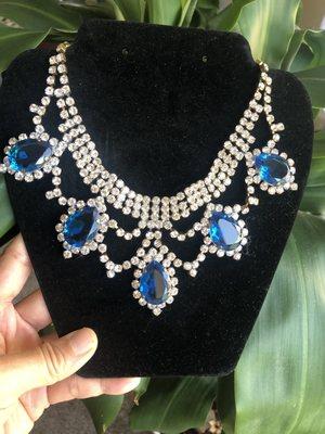 Czech blue rhinestone necklace.