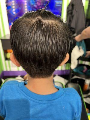 Clean cut on the back of my son's head